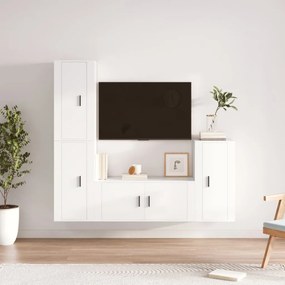 vidaXL Σετ Επίπλου Τηλεόρασης 4 Τεμαχίων Λευκό από Επεξεργασμένο Ξύλο