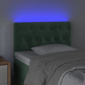 Κεφαλάρι Κρεβατιού LED Σκούρο Πράσινο 80x7x78/88 εκ. Βελούδινο 3121981