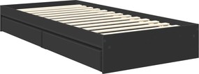 vidaXL Κρεβάτι Αποθήκης Μαύρο 90 x 190 cm Επεξεργασμένο Ξύλο