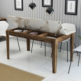 Τραπέζι Τραπεζαρίας Καρυδί / Λευκό GAGRA 145x88x75