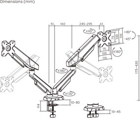 BRATECK βάση γραφείου για 2x οθόνες LDT114-C024, 17-35", έως 12kg