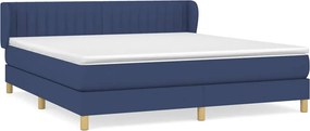 vidaXL Κρεβάτι Boxspring με Στρώμα Μπλε 160x200 εκ. Υφασμάτινο