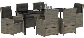 vidaXL Σέτ φαγητού για κήπο 7 pcs Γκρι συνθετικό ρατάν