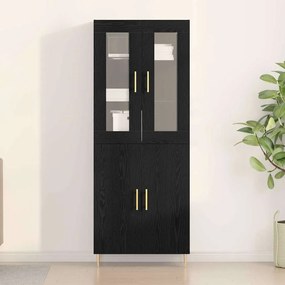 vidaXL Ψηλό Ντουλάπι Μαύρης Δρυός 69.5x34x180 εκ. Μηχανισμένο Ξύλο