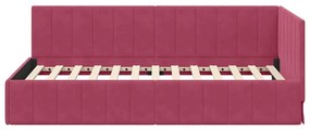 vidaXL Κρεβάτι Γωνίας με κεφαλάρι Μπορντό 90 x 190 cm Βελούδο