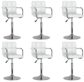 vidaXL Καρέκλες Τραπεζαρίας Περιστρεφόμενες 6 τεμ. Λευκές Δερματίνη