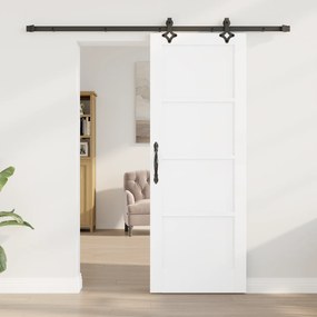 vidaXL Συρόμενη Πόρτα  με Σετ Εξαρτημάτων Λευκή 73.5x198.5 cm Ξύλο Πεύκου