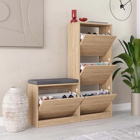 Παπουτσοθήκη Dude Megapap χρώμα sapphire oak 104,8x26x118,5εκ.