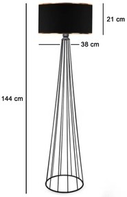 Φωτιστικό δαπέδου Firdo I Ε27 ύφασμα-μέταλλο μαύρο Φ38x121εκ 38x38x121 εκ.