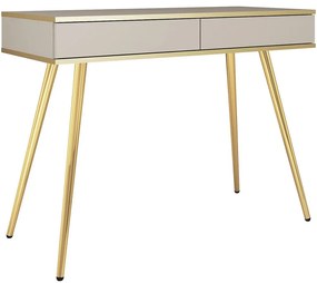 Κονσόλα Oro T102_Bz_GL 102x50x80cm Beige-Gold Μελαμίνη,Μέταλλο
