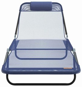 vidaXL Πτυσσόμενη ξαπλώστρα Ναυτικό μπλε 182 x 55 x 85.5 εκ. Textilene