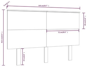 Κεφαλάρι Κρεβατιού Γκρι 144x6x82,5 εκ. από Μασίφ Ξύλο Πεύκου - Γκρι