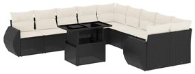 vidaXL Σαλόνι Κήπου Σετ 11 Τεμαχίων Μαύρο Συνθετικό Ρατάν με Μαξιλάρια