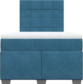 vidaXL Κρεβάτι Boxspring με Στρώμα Μπλε 120x190 εκ. Βελούδινο