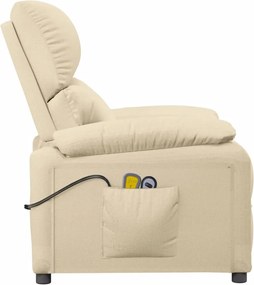 vidaXL Πολυθρόνα Μασάζ Ηλεκτρική Κρεμ Υφασμάτινη