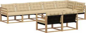 vidaXL Σειρά Καναπέ Εξωτερικού με μαξιλάρι 8 pcs Λευκό και Μπεζ