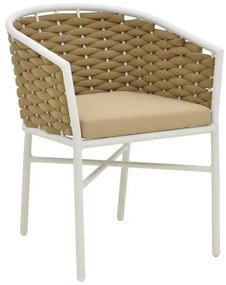 Καρέκλα - Πολυθρόνα Noevo αλουμινίου-pp στοιβαζόμενη με λευκό σκελετό και μαξιλάρι 57x62x77 εκ. 57x62x76 εκ.