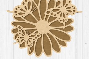 Σετ των 2 Intra απο ξύλο plywood 3mm-4mm πάχος Butterfly Daisy Wall Art - Δίασταση 40x40 cm INTRAFABR-112746683