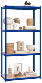 vidaXL Ράφια 4 Επιπέδων 4 τεμ. Μπλε από Ατσάλι & Επεξεργασμένο Ξύλο