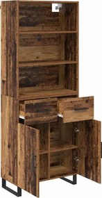 vidaXL Highboard με συρτάρι 2 pcs Παλιό ξύλο Επεξεργασμένο ξύλο