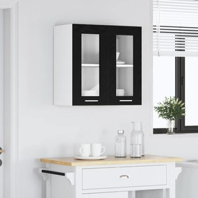 vidaXL Κρεμαστό Γυάλινο Ντουλάπι Μαύρης Δρυς - 60x31x60 εκ, Από Επεξεργασμένο Ξύλο