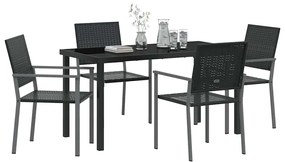 vidaXL Σέτ φαγητού για κήπο 5 pcs Μαύρο Πολυ ράταν