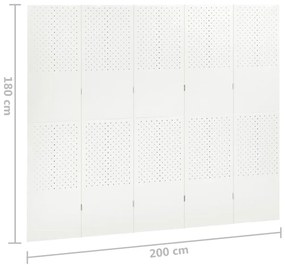 Διαχωριστικά Δωματίου 2 τεμ με 5 Πάνελ Λευκά 200x180εκ.  Ατσάλι - Λευκό