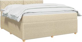 vidaXL Κρεβάτι box spring με στρώμα Κρεμ 180 x 200 cm Ύφασμα