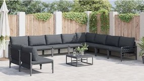 vidaXL Σετ Καναπέ Κήπου Ανθρακί Ατσάλι