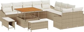 vidaXL Σετ Καναπέ Κήπου με μαξιλάρι 13 pcs Μπεζ Πολυ ράταν