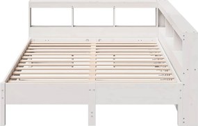 vidaXL Κρεβάτι Βιβλιοθήκη Χωρίς Στρώμα Λευκό 135x190 εκ Μασίφ Πεύκο