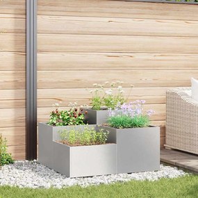 vidaXL Γλάστρα Κήπου Ασημί 100 x 100 x 48 εκ. Ανοξείδωτο ατσάλι