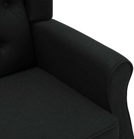 vidaXL Μπερζέρα Μαύρη Υφασμάτινη με Υποπόδιο