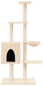 vidaXL Γατόδεντρο Κρεμ 145 εκ. με Στύλους Ξυσίματος από Σιζάλ