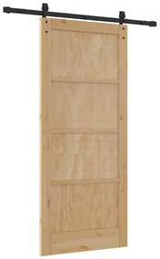 vidaXL Συρόμενη Πόρτα Φυσικό και μαύρο 86 x 198.5 cm