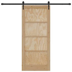 vidaXL Συρόμενη Πόρτα Καφέ 86 x 198.5 cm Μασίφ ξύλο πεύκου
