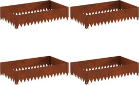 vidaXL Περίγραμμα γκαζόν 4 τμχ. 100 x 60 x 20 εκ. Ατσάλι Σκ rusty
