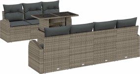 vidaXL Σετ Καναπέ Κήπου με μαξιλάρι 8 pcs Γκρι Πολυ ράταν
