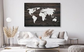 Εικόνα στον παγκόσμιο χάρτη φελλού σε ξύλο - 120x80  color mix