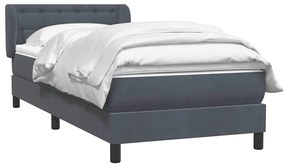 vidaXL Κρεβάτι Boxspring με Στρώμα Σκούρο Γκρι 90x210 εκ. Βελούδινο