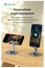 Devia folding holder stand EL243 for phone tablet rotating 360 gray metal