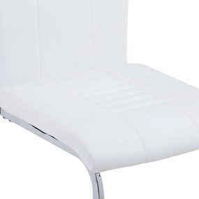 Καρέκλες Τραπεζαρίας «Πρόβολος» 6 τεμ. Λευκές Συνθετικό Δέρμα - Λευκό