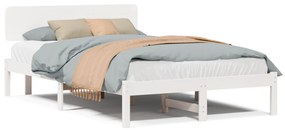 vidaXL Κρεβάτι με Κεφαλή Λευκό 120x190 εκ Μασίφ ξύλο πεύκου