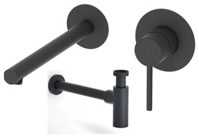 Eurorama Tonda Black Matt 145904-400 Μπαταρία Νιπτήρος Εντοιχισμού 2 Οπών+ Σιφών