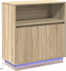 vidaXL Πλευρικό Τραπέζι LED Δρύς Sonoma 71 x 34,5 x 75 εκ.