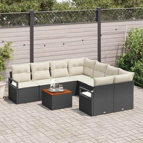 vidaXL Σετ Καναπέ Κήπου με μαξιλάρι 9 pcs Μαύρο Πολυ ράταν