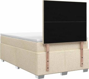 vidaXL Κρεβάτι box spring με στρώμα Κρεμ 120 x 200 cm Ύφασμα