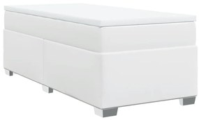 vidaXL Κρεβάτι Boxspring με Στρώμα Λευκό 100x200εκ.από Συνθετικό Δέρμα