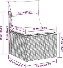 vidaXL Σετ Καναπέ 5 pcs Γκρι συνθετικό ρατάν