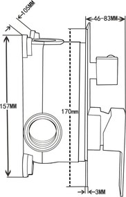 Mexen Uno DR72 σετ ντους εντοιχισμένο, μαύρο - 71435DR72-70